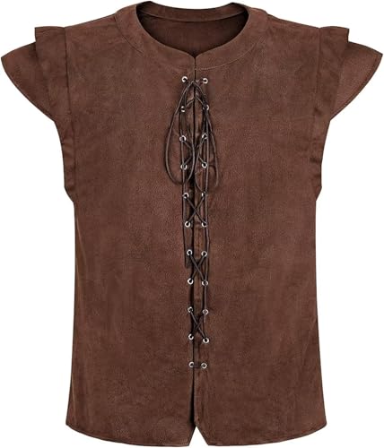 Jutrisujo Renaissance Herren Weste Mittelalter Ärmellos Kostüm Gothic Piraten Weste für Oktoberfest Karneval Kaffee XL Jutrisujo Renaissance Herren Weste Mittelalter Ärmellos Kostüm Gothic Piraten Weste für Oktoberfest Karneval Kaffee XL von Jutrisujo