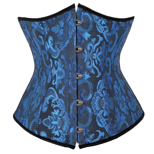 Jutrisujo Unterbrust Korsett Corsage Halbbrust unterbrustcorsage Damen top Gothic elegant Burlesque gürtel Taillenkorsett Blau XS von Jutrisujo