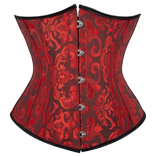 Jutrisujo Unterbrust Korsett Corsage Red Corset Top Damen taillenkorsett Gothic elegant Burlesque Schwarz Rot 4XL von Jutrisujo