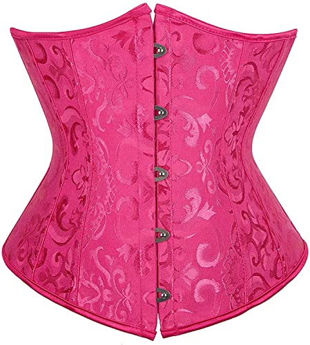 Jutrisujo Unterbrust Korsett Corset Top Damen Corsage Gothic Jacquard Elegant Große Größen Rosenrot S von Jutrisujo