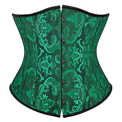 Jutrisujo Unterbrust Korsett Damen Corset Corsage Underboob Halbbrust Top Gothic Elegant Burlesque Vintage Grün M von Jutrisujo