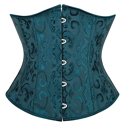 Jutrisujo Unterbrust Korsett Damen Corset Corsage Underboob Halbbrust Top Gothic Elegant Burlesque Vintage Grün S von Jutrisujo