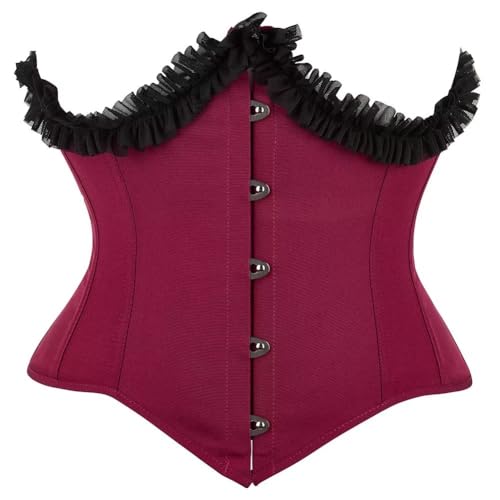 Jutrisujo Unterbrust Korsett Damen Corset Corsage Underboob Halbbrust Top Gothic Elegant Burlesque Vintage Renaissance übergröße Weinrot M von Jutrisujo