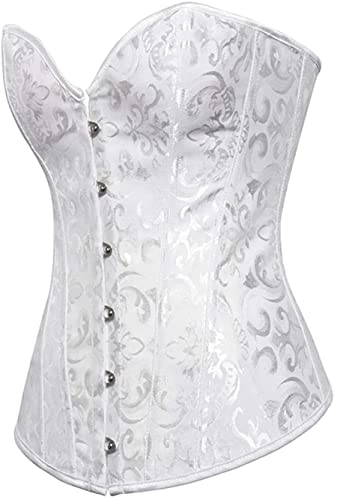 Jutrisujo Weißes Korsett Damen Corsage Vollbrust Corset Bustier Top Elegant Vintage Gothic Brautkleid Bluse 4XL von Jutrisujo