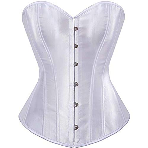Jutrisujo Weißes Korsett Top Corsage Damen White Corset Vollbrust Bluse Gothic Satin Burlesque Vintage 6XL von Jutrisujo