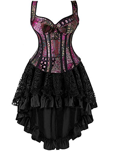 Jutrisujo korsett Corsagenkleid rock kleid corsage korsage schultergurt damen vollbrust bustier gothic burlesque Violett L von Jutrisujo