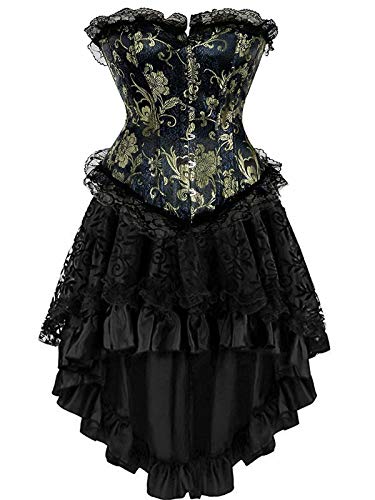 Jutrisujo korsett Corsagenkleid rock kleid corsage korsage schwarz damen vollbrust bustier gothic burlesque Blau 2XL von Jutrisujo