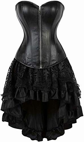 Jutrisujo korsett leder Corsagenkleid rock kleid corsage korsage schwarz damen vollbrust bustier gothic burlesque 5XL von Jutrisujo