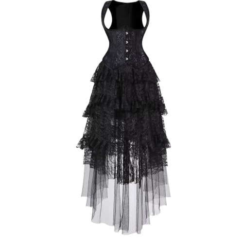 Jutrisujo unterbrust Korsett kleid Korsettkleid corsage Damen mit träger straps halbbrust taillenKorsett Brokat n Vintage Schwarz S von Jutrisujo