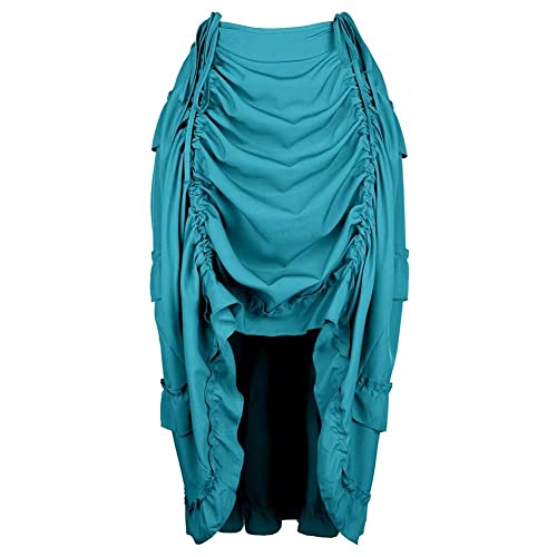 Rock Damen Steampunk Röcke Übergrößen Spitze Asymmetrische High Low Vintage Mittelalter Kleidung Blau S von Jutrisujo
