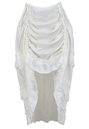 Rock Damen Steampunk Röcke Übergrößen Spitze Asymmetrische High Low Vintage Mittelalter Kleidung Burleske Weiß 2XL von Jutrisujo