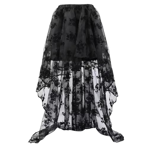 Rock Damen Tüllrock Elastische Taille Unregelmäßig Unterrock Ballettrock Faltenrock Maxirock Tüll Röcke Long Skirts for Women Schwarz 6XL von Jutrisujo