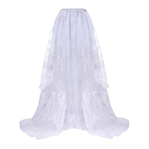 Rock Damen Tüllrock Elastische Taille Unregelmäßig Unterrock Ballettrock Faltenrock Maxirock Tüll Röcke Long Skirts for Women Weiß S von Jutrisujo