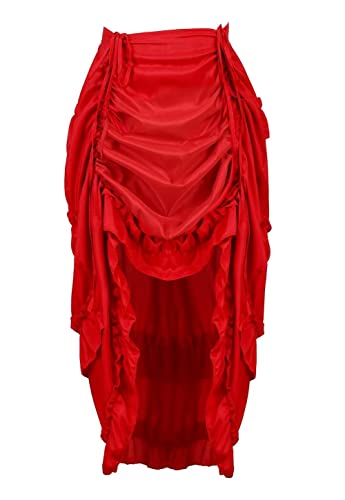 Rot Rock Damen Steampunk Röcke Übergrößen Spitze Asymmetrische High Low Vintage Kleid Gothic KostÜM L von Jutrisujo