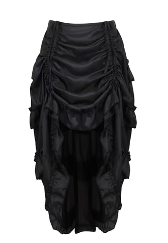 Schwarz Rock Damen Steampunk Röcke Übergrößen Spitze Asymmetrische High Low Vintage Kleid Gothic L von Jutrisujo