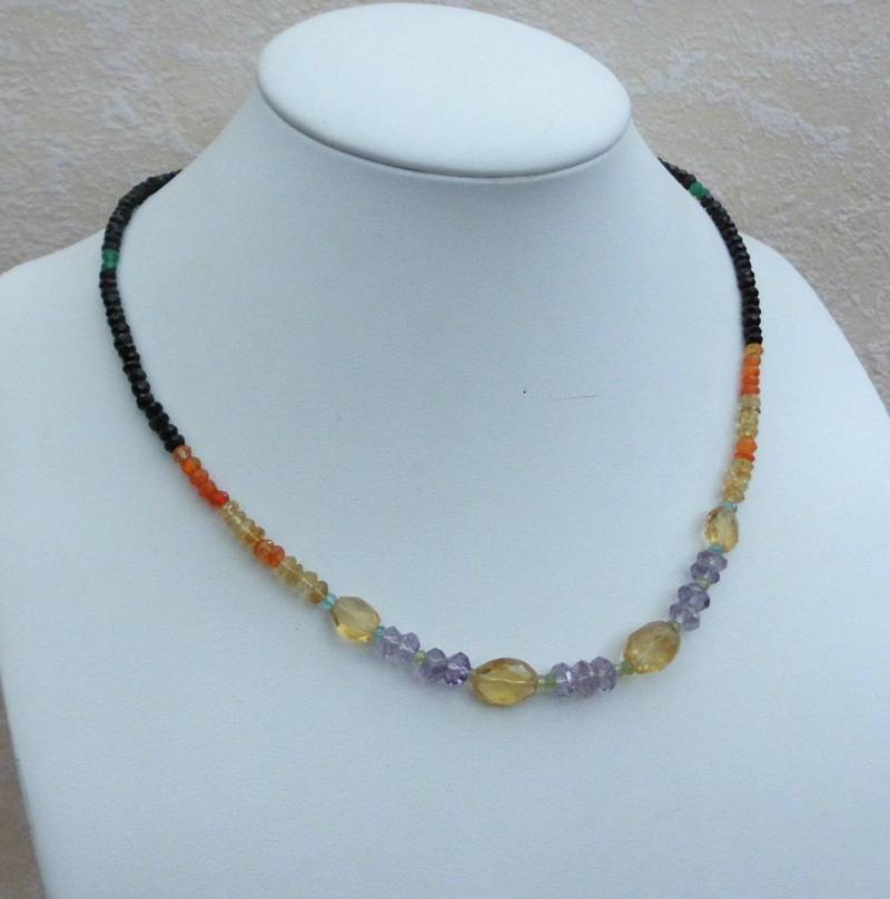 Regenbogen Collier 42-45cm Edelsteinkette, Halskette Aus Facettierten Citrin, Aquamarin Etc Regenbogen Collier 42-45cm Edelsteinkette, Halskette Aus Facettierten Citrin, Aquamarin Etc von Juttamar