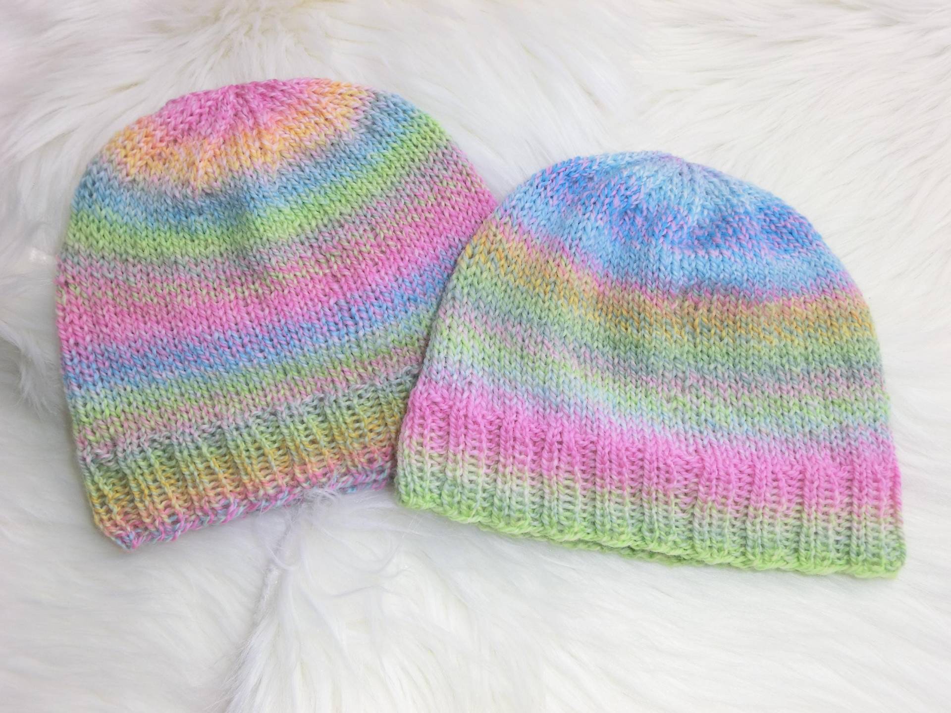 Gestrickte Babymütze 100 % Wolle | Merino, Ku 34-38 cm, Extra Weich, Bunt, Handgestrickt, Erstlingsmütze, Geschenk Geburt Taufe, E775-776 von JuttasZauberStrick