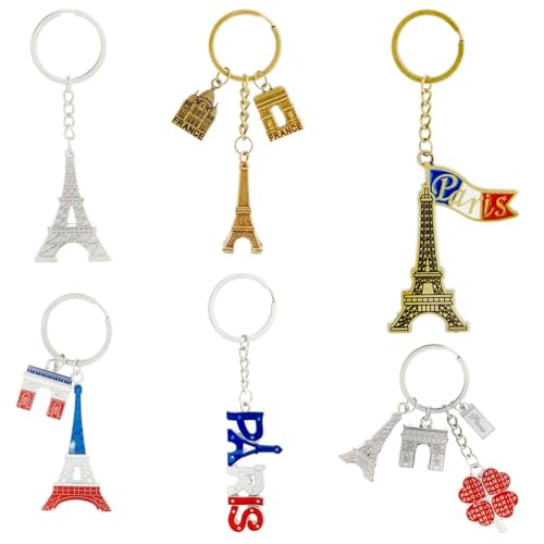 Juvale 6 Schlüsselanhänger mit 6 Paris-Motiven u.a. Eiffelturm, Arc de Triomphe, Schlüsselring Inklusive Juvale 6 Schlüsselanhänger mit 6 Paris-Motiven u.a. Eiffelturm, Arc de Triomphe, Schlüsselring Inklusive von Juvale