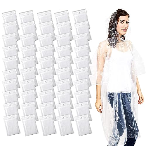 Juvale Regenponcho, Einheitsgröße, transparent, 50 Stück mit Kapuze, Einweg-Regenponchos für Erwachsene und Notfall-Ponchos aus Kunststoff, einzeln verpackt Juvale Regenponcho, Einheitsgröße, transparent, 50 Stück mit Kapuze, Einweg-Regenponchos für Erwachsene und Notfall-Ponchos aus Kunststoff, einzeln verpackt von Juvale