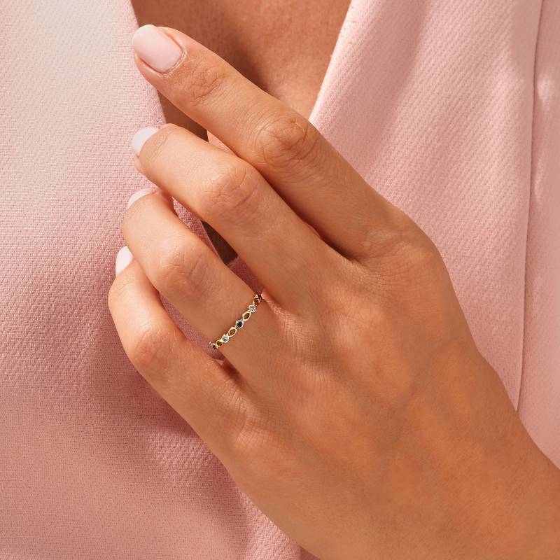 Gold Vermeil Lünette Set Geburtssteinring/Dünner Stapelring Personalisierter Edelsteinring Für Frauen Geburtstagsgeschenk von Juvalin