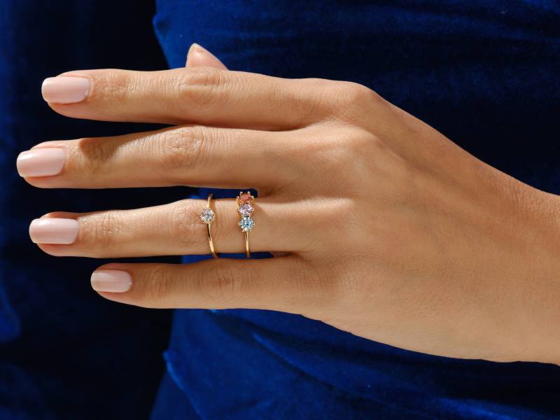 Runder Geburtsstein Ring Aus Gold Vermeil/Personalisierter Für Muttertag Benutzerdefinierte Edelstein Sterling Silber Mama von Juvalin