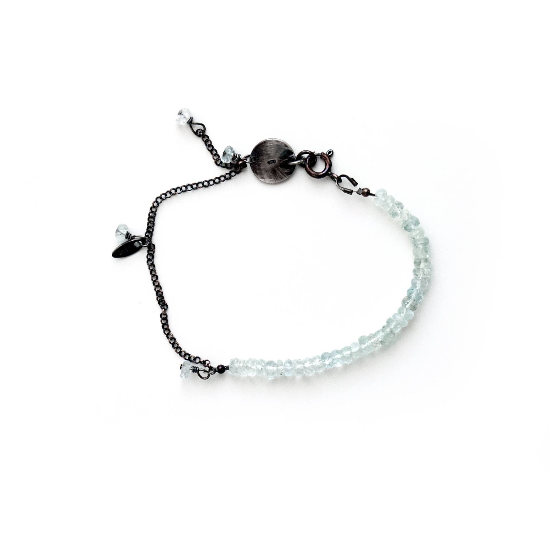 Aquamarin Armband - Und Schwarz Silber Einzigartiges Handgemachtes von JuvelartoMano