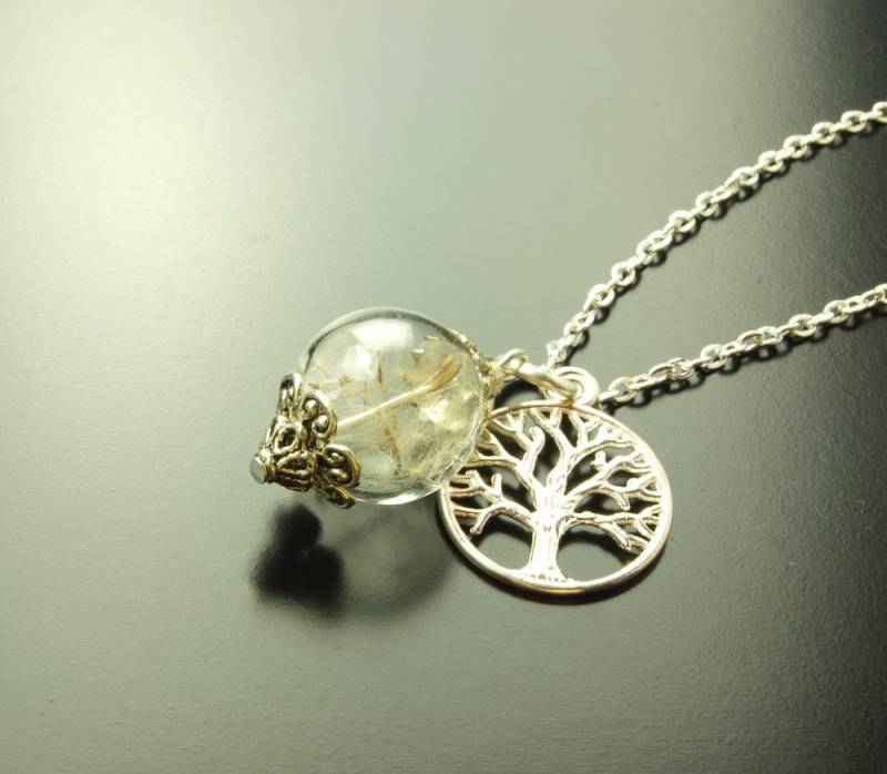 Echte Pusteblumen Kette Perle Glas Gefüllt Anhänger Nach Wahl von JuvelatoDesign