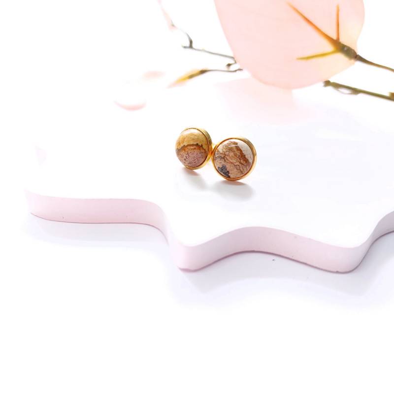 Ohrstecker Gelber Jaspis Jasper Edelstein Sand von JuvelatoDesign