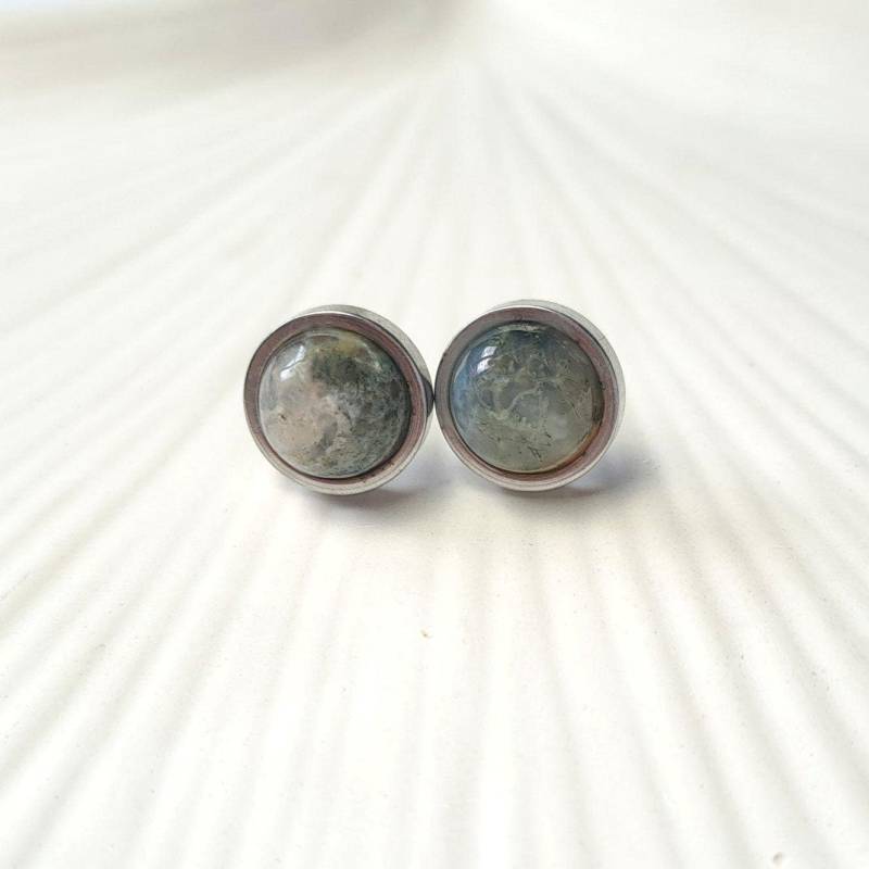 Ohrstecker Mit Moosachat Edelstein Cabochons von JuvelatoDesign