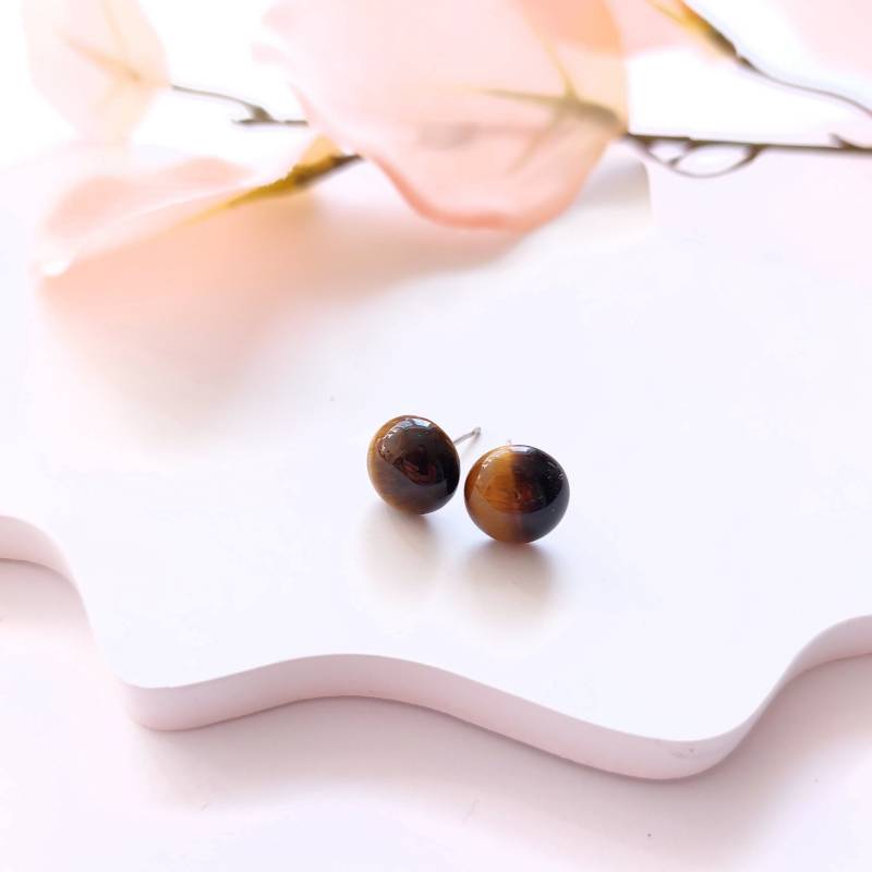 Ohrstecker Tigerauge Braun Edelstein Ohrringe von JuvelatoDesign