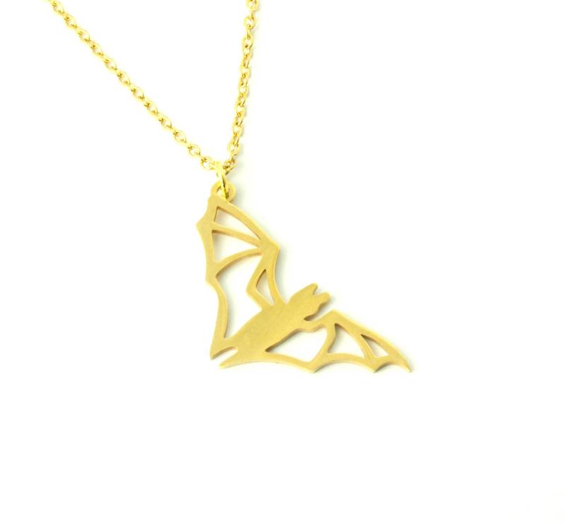 Kette Fledermaus Edelstahl Anhänger Golden von JuvelatoStore