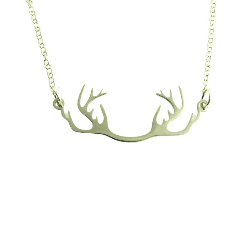 Kette Hirsch Geweih Trachten Schmuck Jäger Jagd Edelstahl Anhänger Silbern von JuvelatoStore