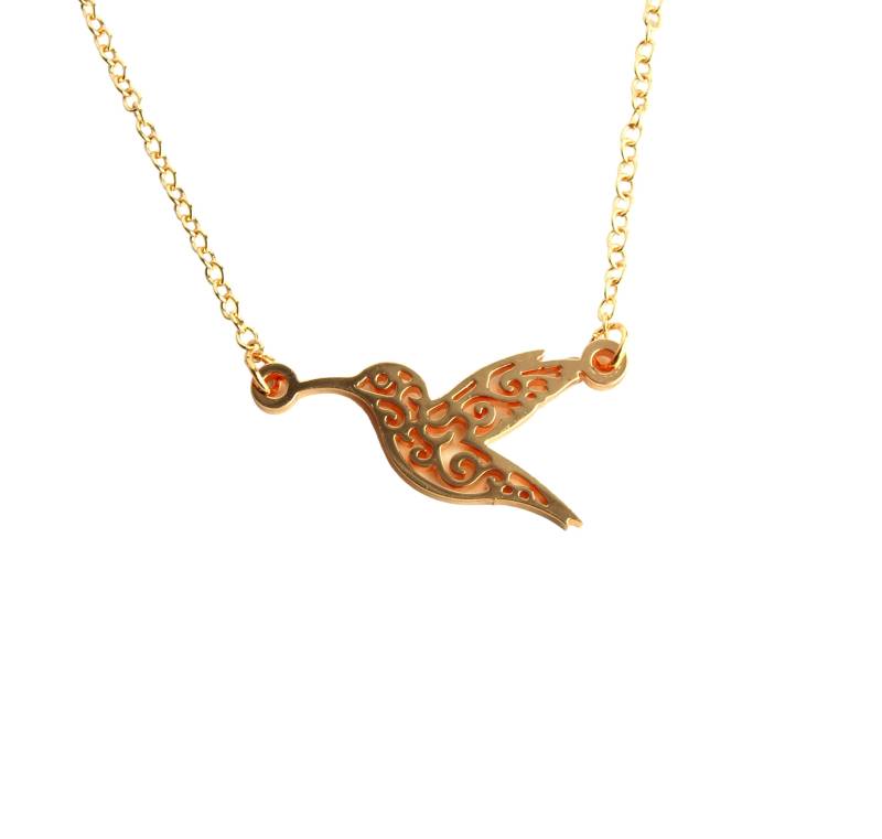 Kette Kolibri Vogel Anhänger Muster Rosé Gold von JuvelatoStore