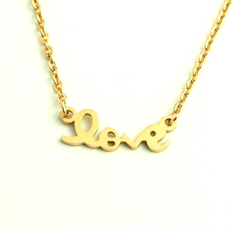 Kette Love Liebe Schrift Buchstaben Edelstahl Rosé Golden von JuvelatoStore