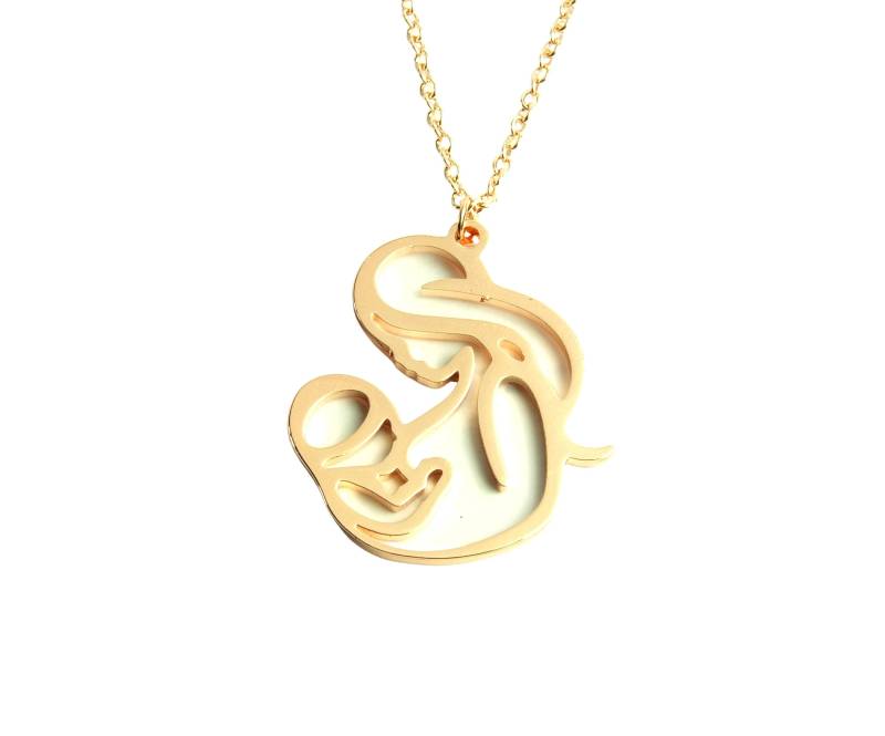 Kette Mutter Kind Baby Familie Geburt Taufe Anhänger Rosé Golden von JuvelatoStore