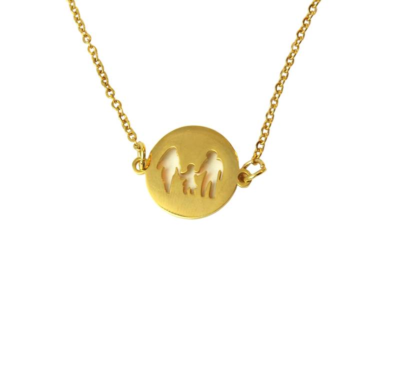 Kette Mutter Vater Kind Familie Eltern Mama Papa Liebe Anhänger Edelstahl Kreis Rund Farbe Nach Wahl Golden Silbern von JuvelatoStore