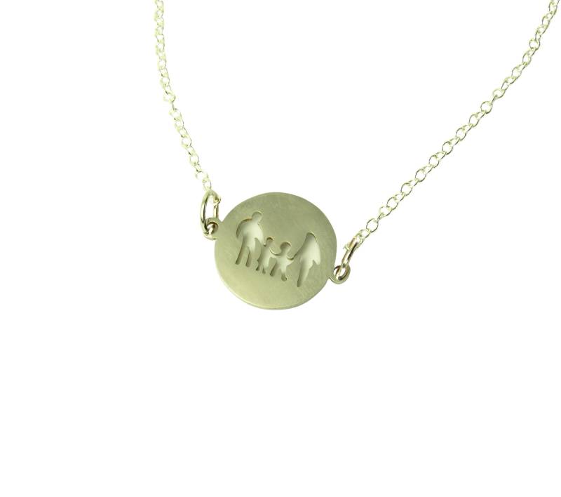 Kette Mutter Vater Kinder Familie Eltern Mama Papa Liebe Anhänger Edelstahl Kreis Rund Farbe Nach Wahl Golden Silbern von JuvelatoStore