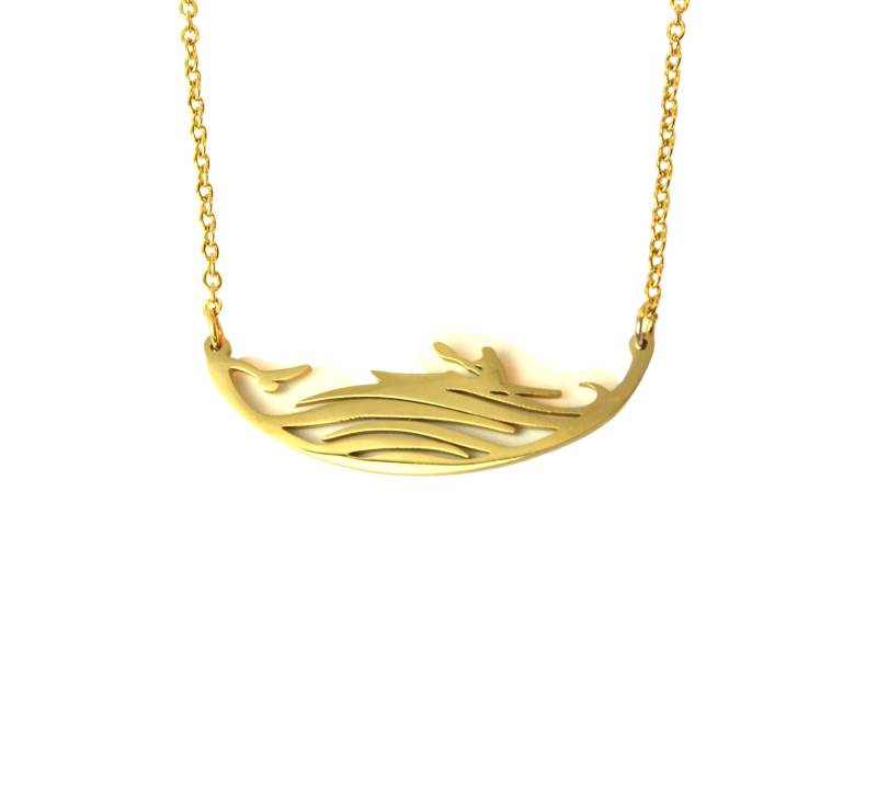 Kette Paddler Kajak Boot Paddelboot Wellen Wasser Meer Strand Sport Edelstahl Anhänger Golden von JuvelatoStore