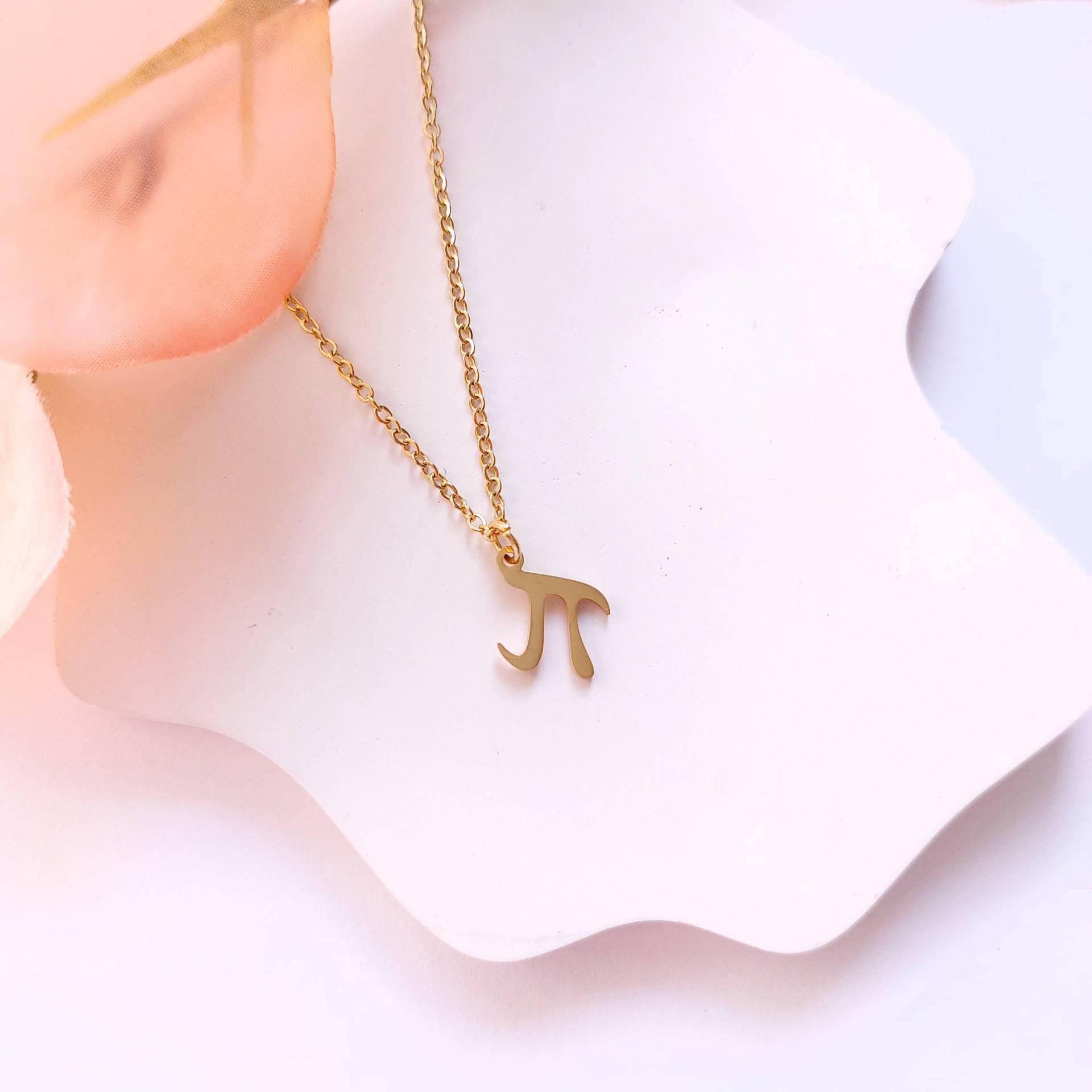 Kette Pi Zeichen Mathematik Edelstahl Anhänger Golden von JuvelatoStore