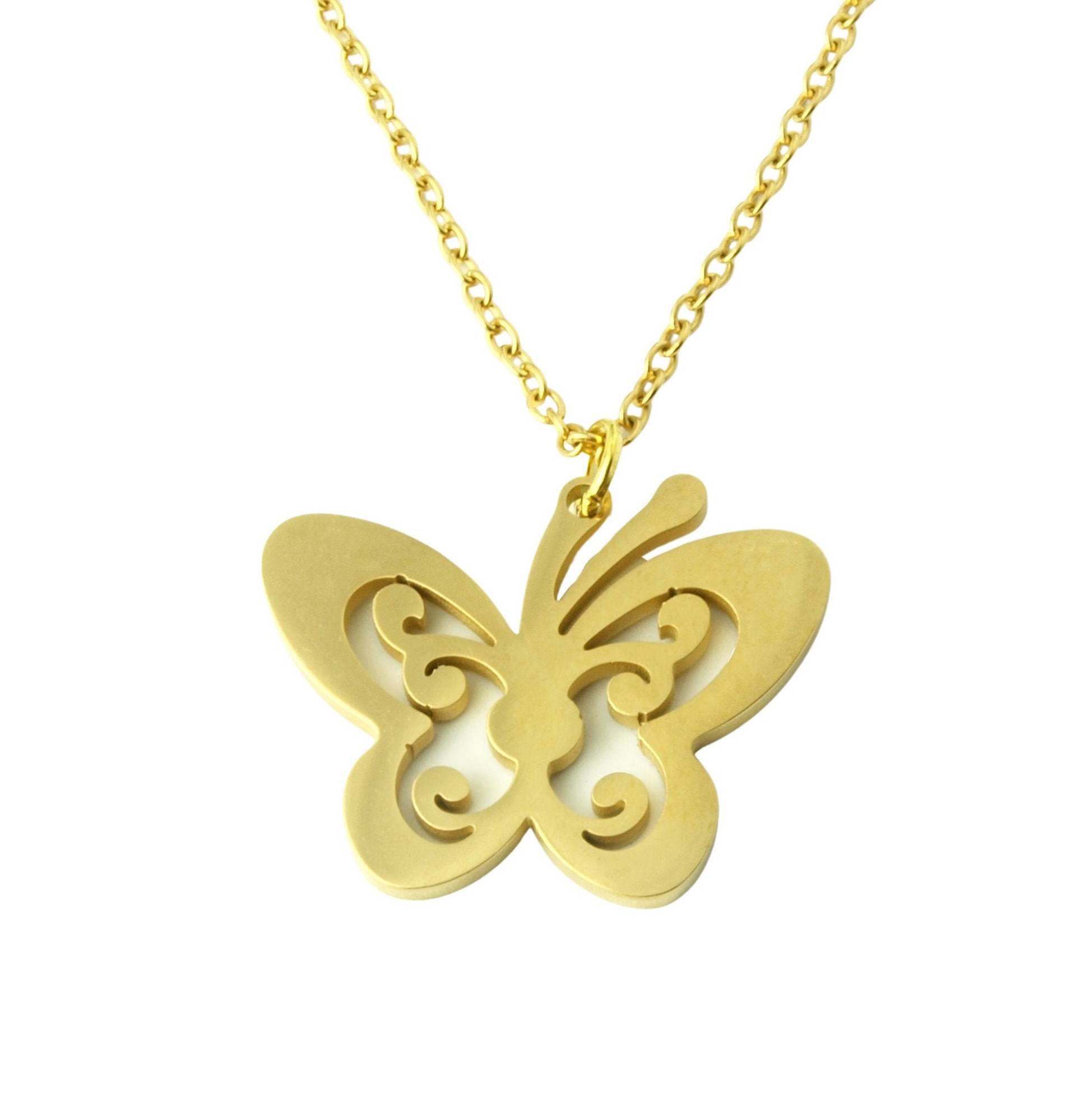 Kette Schmetterling Edelstahl Anhänger Golden Kette Schmetterling Edelstahl Anhänger Golden von JuvelatoStore