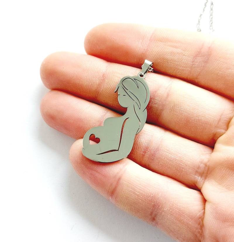 Kette Schwangere Frau Mutter Kind Baby Familie Geburt Taufe Anhänger Silber Gold Schwangerschaft von JuvelatoStore