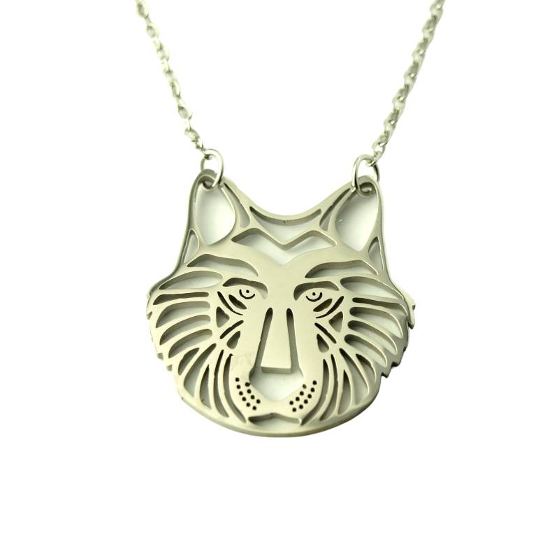 Kette Tiger Großkatze Katze Verziert Edelstahl Anhänger Silbern von JuvelatoStore