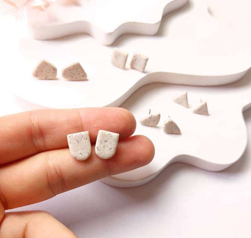 Ohrstecker Polymer Clay Marmor Stein Grau Kieselsteine Ohrringe Muster Nach Wahl von JuvelatoStore