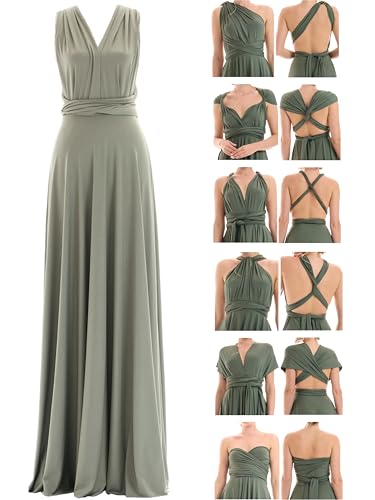 Juvell Brautjungfernkleider lang - Infinity Dress Maxi - Abendkleider elegant-festlich - Multiway-Wickelkleid - Hochzeit-Abiball-Bridesmaid - 1000 (34-38, Hellgrün) von Juvell
