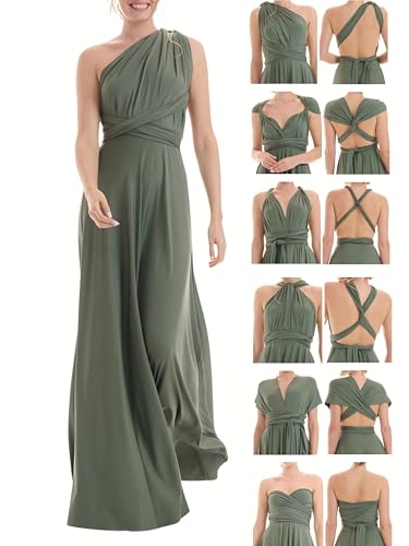 Brautjungfernkleider lang - Infinity Dress - Abendkleider elegant-festlich - Multiway-Wickelkleid - Hochzeit-Abiball-Bridesmaid - 1000 (40-44, Grün) von Juvell