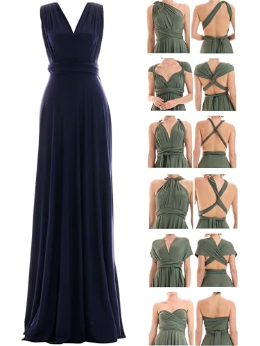 Juvell Brautjungfernkleider lang - Infinity Dress Maxi - Abendkleider elegant-festlich - Multiway-Wickelkleid - Hochzeit-Abiball-Bridesmaid - 1000 (40-44, Dunkelblau) von Juvell