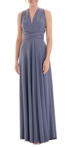 Juvell Brautjungfernkleider lang - Maxi-Kleid - Infinity-Abendkleid - Multiway-Wickelkleid - Abendkleid-Hochzeit-Abiball-Bridesmaid - 1000 (40-44 Grau-Blau) von Juvell