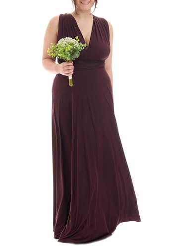 Juvell Abendkleid Plus Size - Brautjungfernkleid lang - Maxi-Kleid Curvy - Große Größen -Wickelkleid Curvy - Hochzeit-Abiball - festliches Kleid - 1000-C (46-50, Mauve) von Juvell