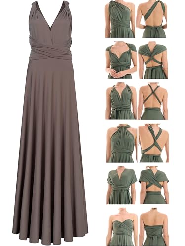 Juvell Brautjungfernkleider lang - Infinity Dress Maxi - Abendkleider elegant-festlich - Multiway-Wickelkleid - Hochzeit-Abiball-Bridesmaid - 1000 (34-38, Braun/Taupe) von Juvell