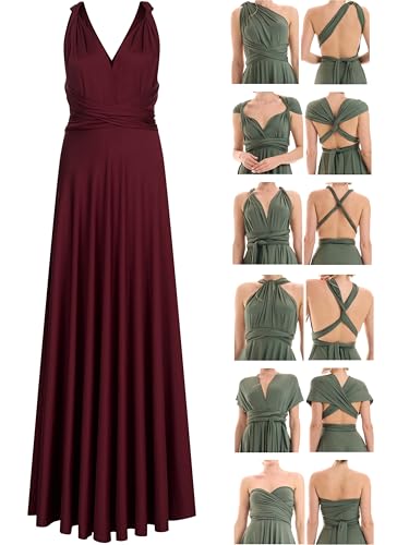 Juvell Brautjungfernkleider lang - Infinity Dress Maxi - Abendkleider elegant-festlich - Multiway-Wickelkleid - Hochzeit-Abiball-Bridesmaid - 1000 (40-44, Bordeaux-Rot) von Juvell